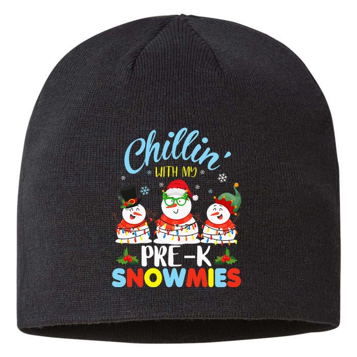 Chillin With My PreK Snowmies Teacher Christmas Xmas Lights Sustainable Beanie