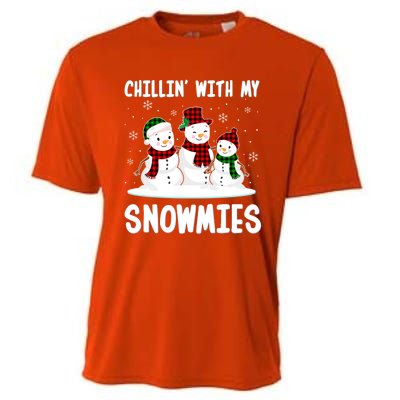 Chillin With My Snowmies Family Pajamas Snow Christmas Cute Gift Cooling Performance Crew T-Shirt