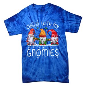 Chillin With My Gnomies Buffalo Red Plaid Christmas Gnome Gift Tie-Dye T-Shirt