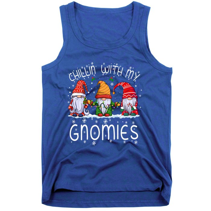 Chillin With My Gnomies Buffalo Red Plaid Christmas Gnome Gift Tank Top