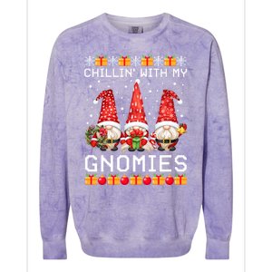 Chillin With My Gnomies Ugly Christmas Sweater Santa Gnomes Gift Colorblast Crewneck Sweatshirt