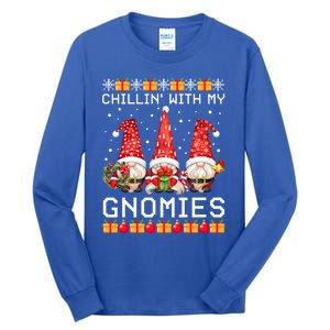 Chillin With My Gnomies Ugly Christmas Sweater Santa Gnomes Gift Tall Long Sleeve T-Shirt