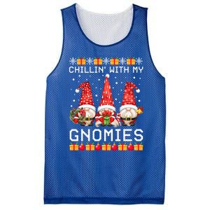 Chillin With My Gnomies Ugly Christmas Sweater Santa Gnomes Gift Mesh Reversible Basketball Jersey Tank