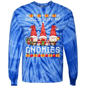 Chillin With My Gnomies Ugly Christmas Sweater Santa Gnomes Gift Tie-Dye Long Sleeve Shirt