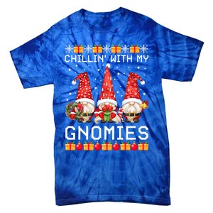 Chillin With My Gnomies Ugly Christmas Sweater Santa Gnomes Gift Tie-Dye T-Shirt