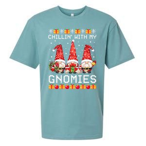 Chillin With My Gnomies Ugly Christmas Sweater Santa Gnomes Gift Sueded Cloud Jersey T-Shirt