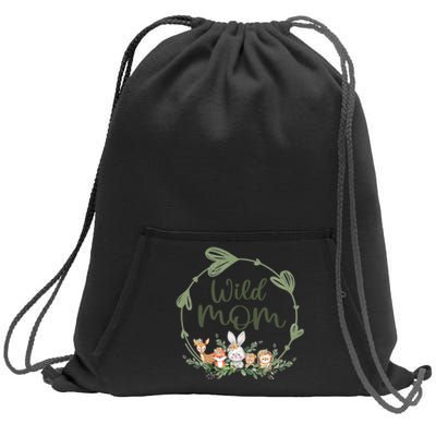 Cute Wild Mom Wreath Zoo Leopard Birthday Safari Jungle Animal Gift Sweatshirt Cinch Pack Bag