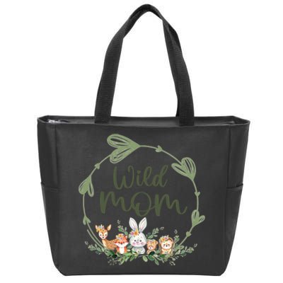 Cute Wild Mom Wreath Zoo Leopard Birthday Safari Jungle Animal Gift Zip Tote Bag