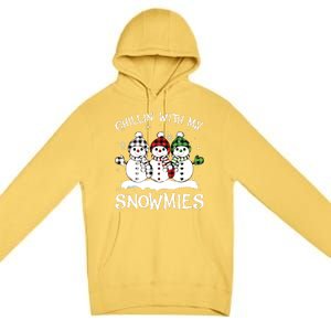 Chillin With My Snowmies Family Pajamas Snowman Christmas Premium Pullover Hoodie