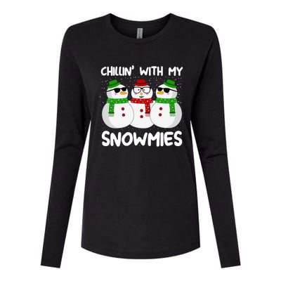 Chillin With My Snowmies Christmas Gift Womens Cotton Relaxed Long Sleeve T-Shirt