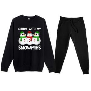 Chillin With My Snowmies Christmas Gift Premium Crewneck Sweatsuit Set