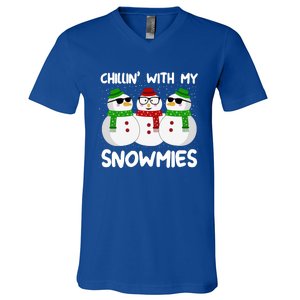 Chillin With My Snowmies Christmas Gift V-Neck T-Shirt