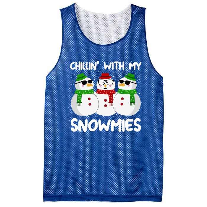 Chillin With My Snowmies Christmas Gift Mesh Reversible Basketball Jersey Tank