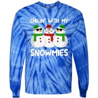 Chillin With My Snowmies Christmas Gift Tie-Dye Long Sleeve Shirt