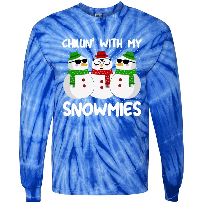 Chillin With My Snowmies Christmas Gift Tie-Dye Long Sleeve Shirt