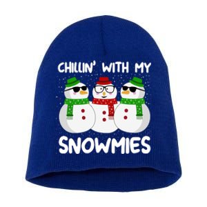 Chillin With My Snowmies Christmas Gift Short Acrylic Beanie