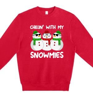 Chillin With My Snowmies Christmas Gift Premium Crewneck Sweatshirt