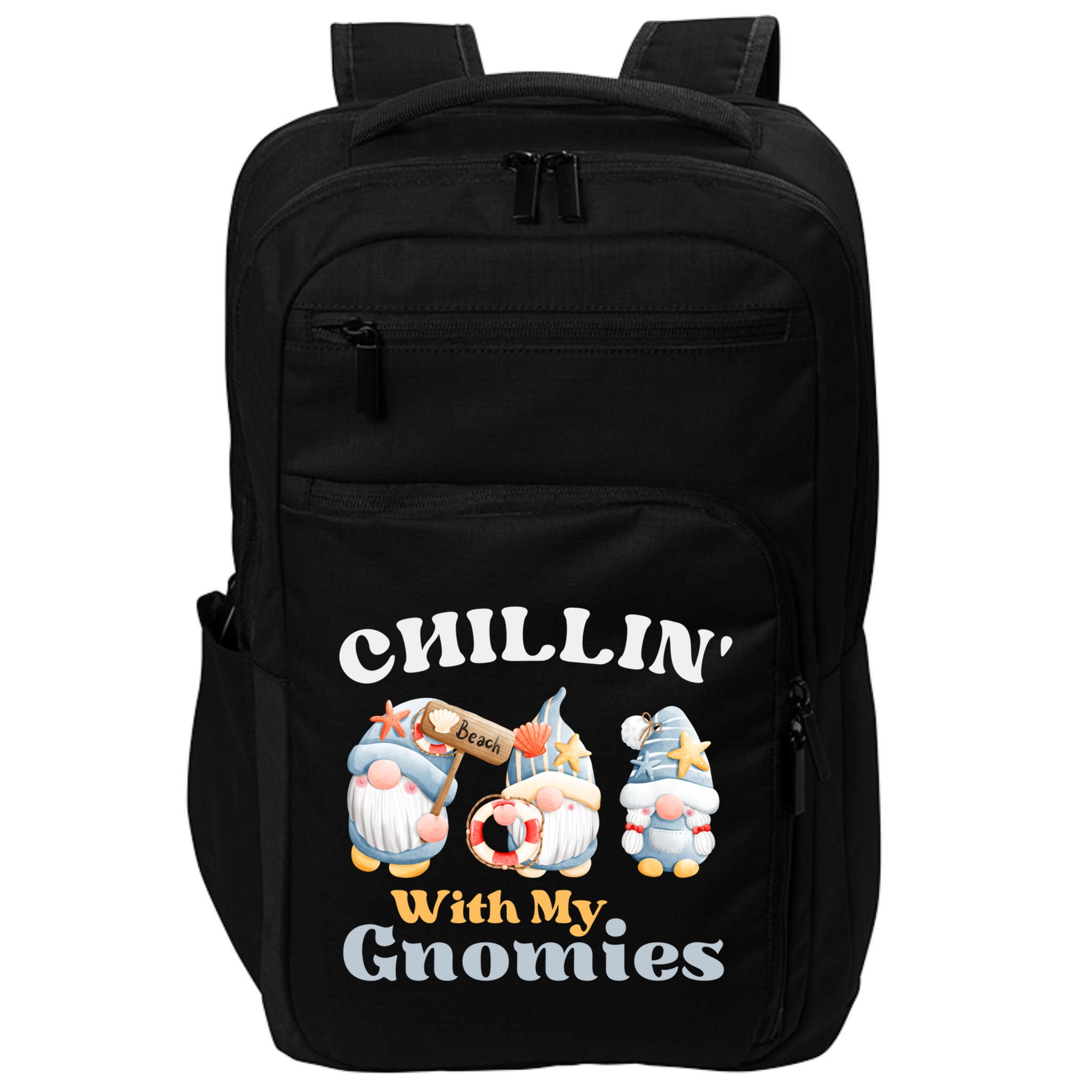Chillin With My Gnomies Beach Gnomes With Shells Gift Impact Tech Backpack