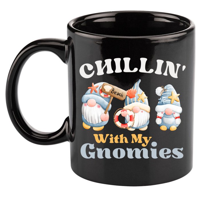 Chillin With My Gnomies Beach Gnomes With Shells Gift 11oz C Handle Ceramic Mug