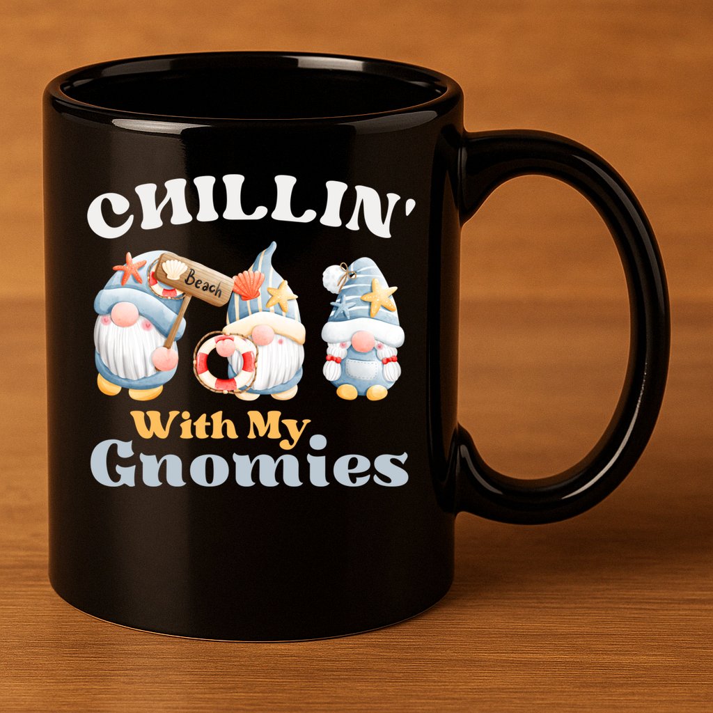 Chillin With My Gnomies Beach Gnomes With Shells Gift 11oz C Handle Ceramic Mug
