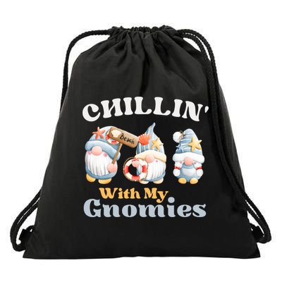 Chillin With My Gnomies Beach Gnomes With Shells Gift Drawstring Bag