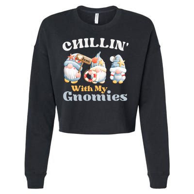 Chillin With My Gnomies Beach Gnomes With Shells Gift Cropped Pullover Crew