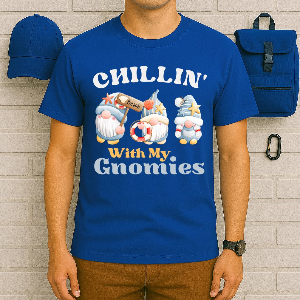 Chillin With My Gnomies Beach Gnomes With Shells Gift T-Shirt