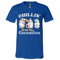 Chillin With My Gnomies Beach Gnomes With Shells Gift V-Neck T-Shirt