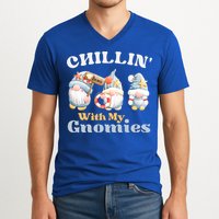 Chillin With My Gnomies Beach Gnomes With Shells Gift V-Neck T-Shirt