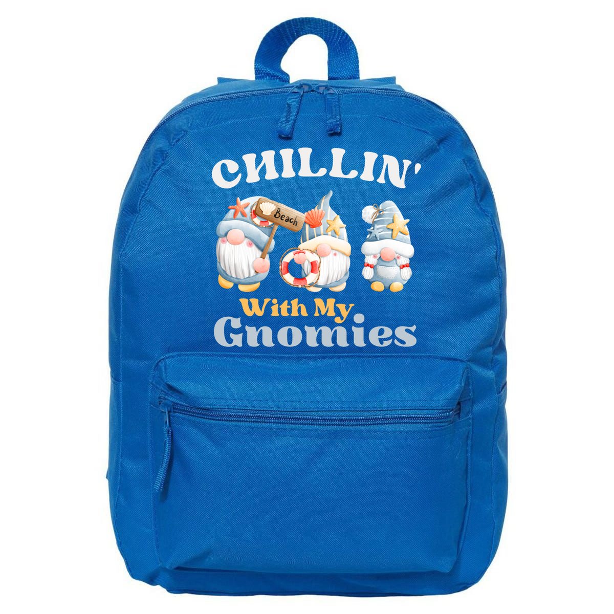 Chillin With My Gnomies Beach Gnomes With Shells Gift 16 in Basic Backpack