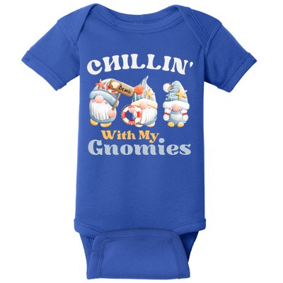 Chillin With My Gnomies Beach Gnomes With Shells Gift Baby Bodysuit