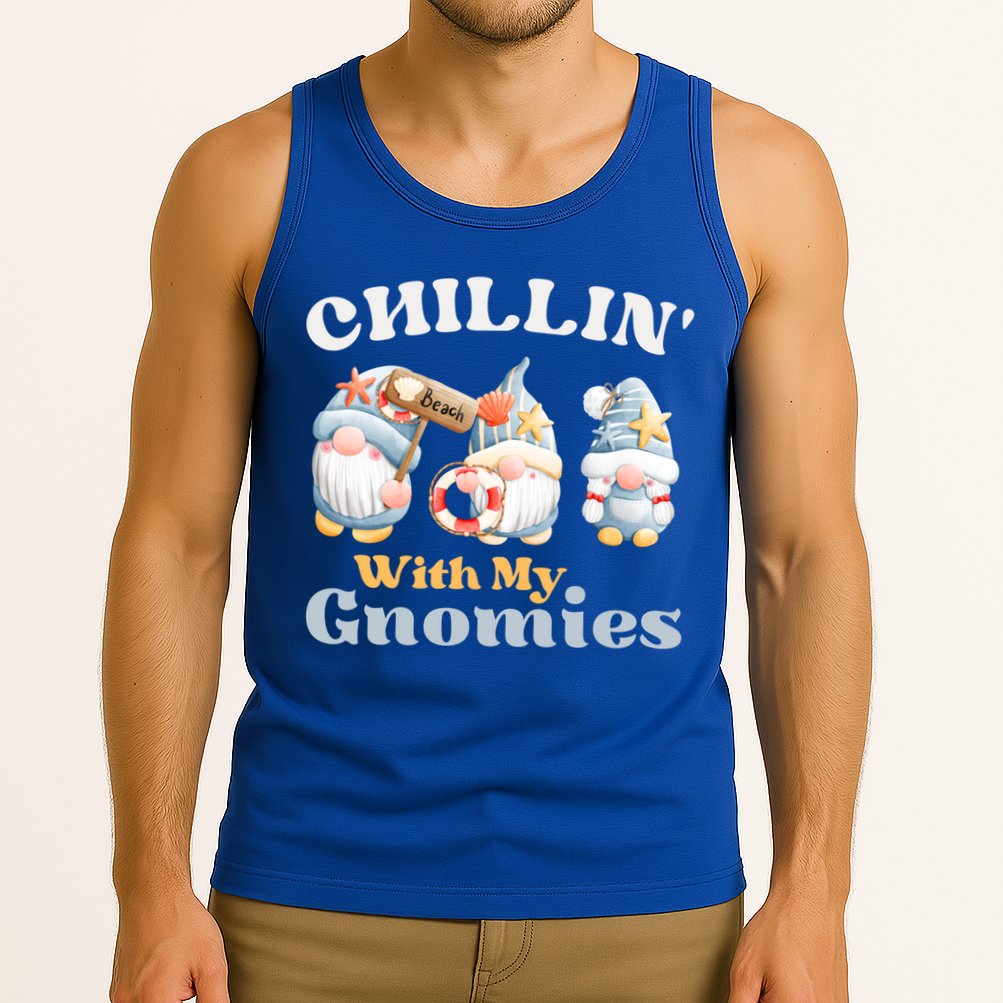 Chillin With My Gnomies Beach Gnomes With Shells Gift Tank Top