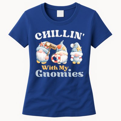Chillin With My Gnomies Beach Gnomes With Shells Gift Womens T-Shirt