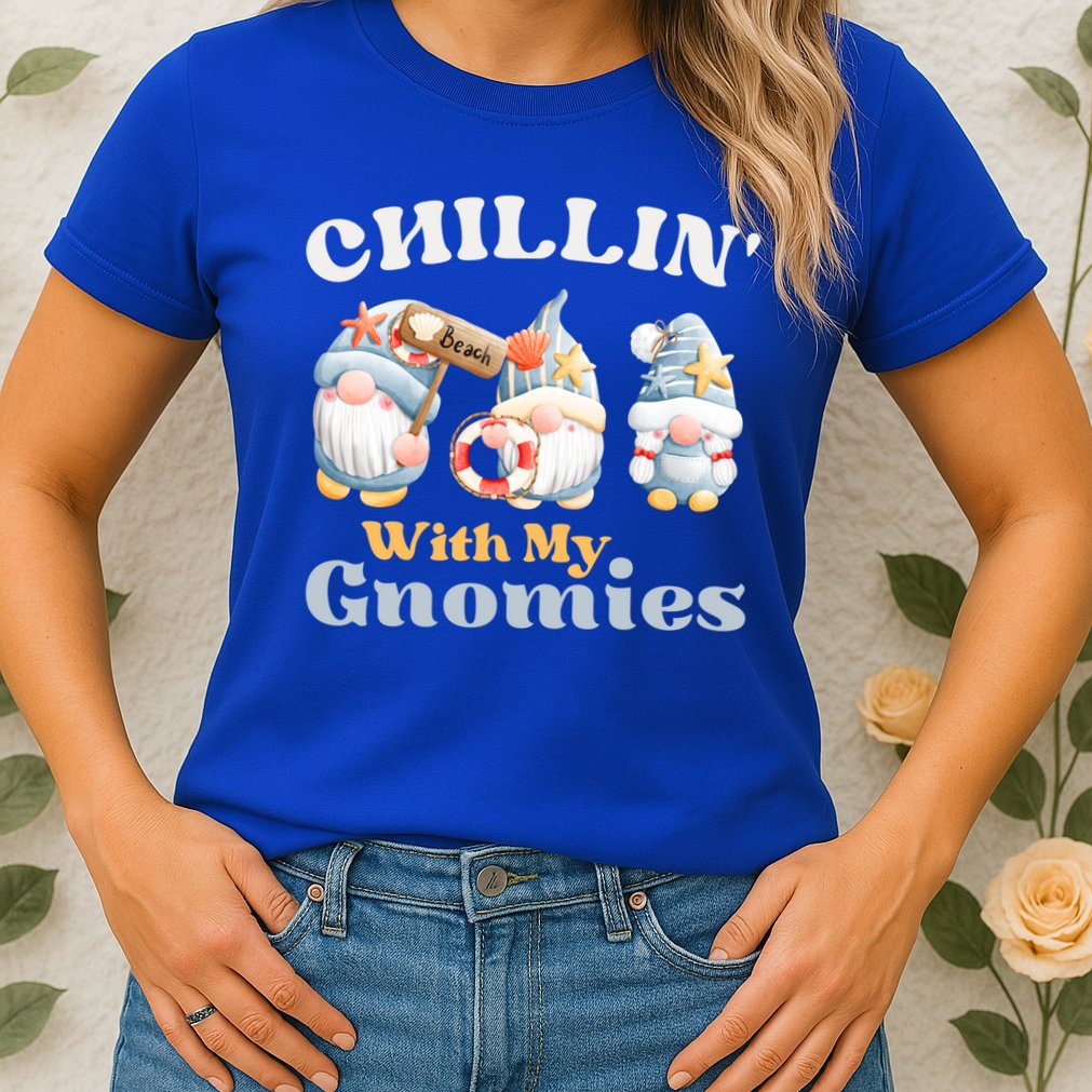 Chillin With My Gnomies Beach Gnomes With Shells Gift Womens T-Shirt