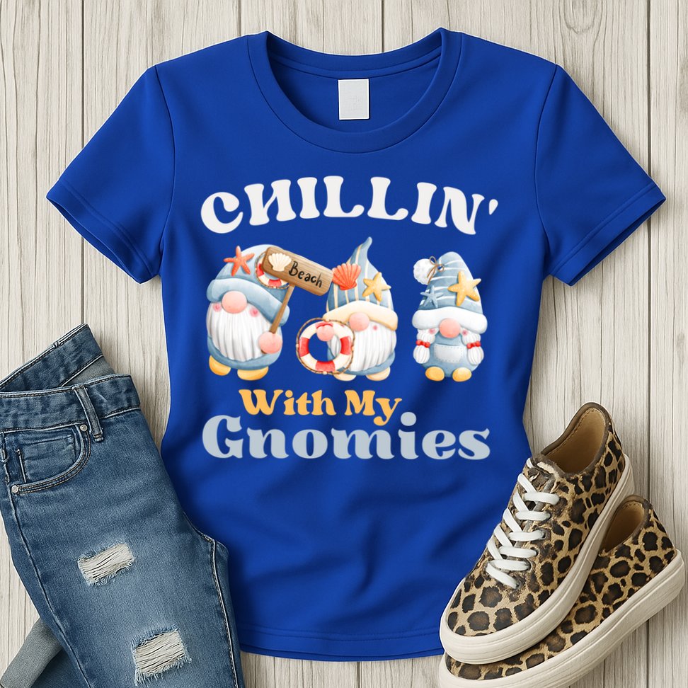 Chillin With My Gnomies Beach Gnomes With Shells Gift Womens T-Shirt