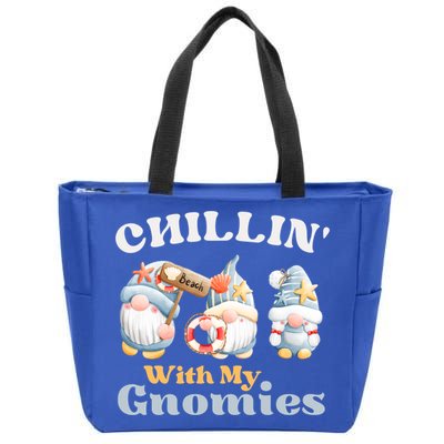 Chillin With My Gnomies Beach Gnomes With Shells Gift Zip Tote Bag