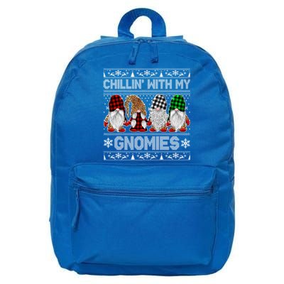 Chillin With My Gnomies Family Ugly Christmas Sweater Gnomes Gift 16 in Basic Backpack