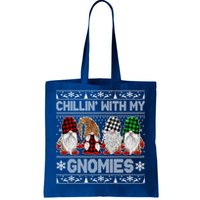 Chillin With My Gnomies Family Ugly Christmas Sweater Gnomes Gift Tote Bag