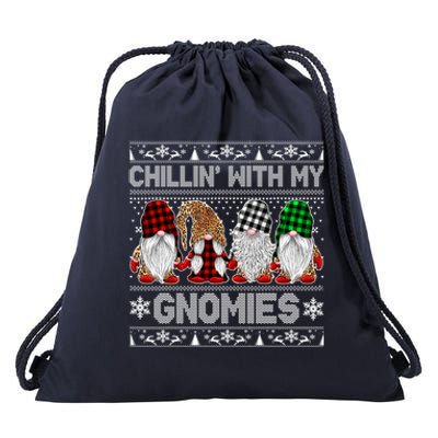 Chillin With My Gnomies Family Ugly Christmas Sweater Gnomes Gift Drawstring Bag