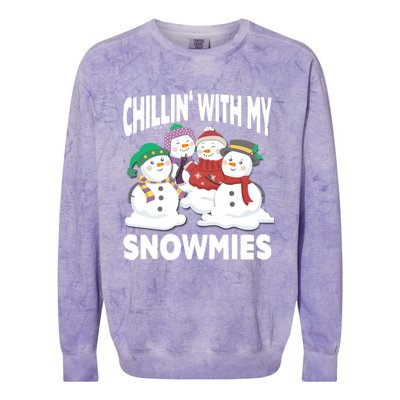 Chillin' With My Snowmies Christmas Snow Cool Gift Colorblast Crewneck Sweatshirt