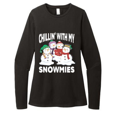 Chillin' With My Snowmies Christmas Snow Cool Gift Womens CVC Long Sleeve Shirt