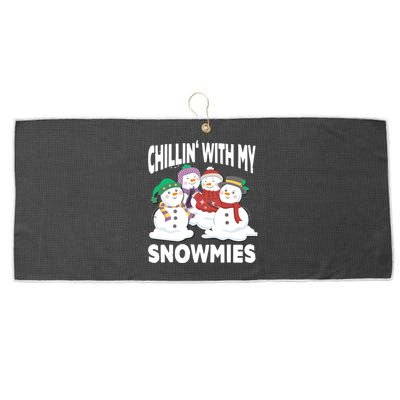 Chillin' With My Snowmies Christmas Snow Cool Gift Large Microfiber Waffle Golf Towel