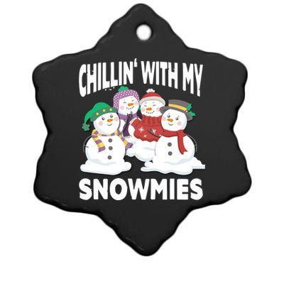 Chillin' With My Snowmies Christmas Snow Cool Gift Ceramic Star Ornament