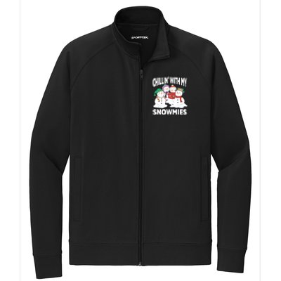 Chillin' With My Snowmies Christmas Snow Cool Gift Stretch Full-Zip Cadet Jacket