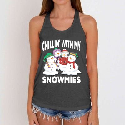 Chillin' With My Snowmies Christmas Snow Cool Gift Women's Knotted Racerback Tank