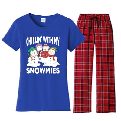 Chillin' With My Snowmies Christmas Snow Cool Gift Women's Flannel Pajama Set