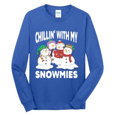 Chillin' With My Snowmies Christmas Snow Cool Gift Tall Long Sleeve T-Shirt