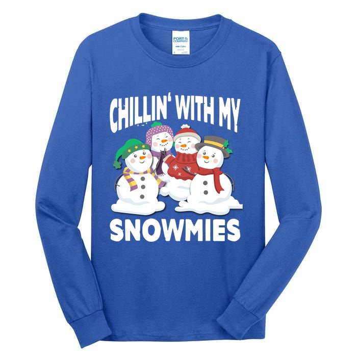 Chillin' With My Snowmies Christmas Snow Cool Gift Tall Long Sleeve T-Shirt