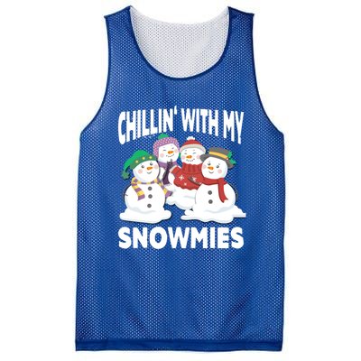 Chillin' With My Snowmies Christmas Snow Cool Gift Mesh Reversible Basketball Jersey Tank