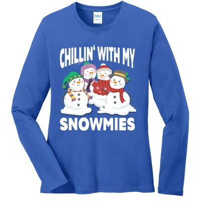 Chillin' With My Snowmies Christmas Snow Cool Gift Ladies Long Sleeve Shirt